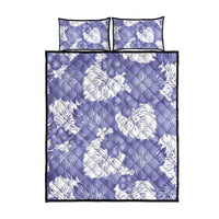 Purple Aloha Hawaii Quilt Bed Set Monstera Hibiscus Plumeria Seamless Vibes - Polynesian Pride