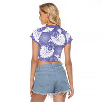 Purple Aloha Hawaii Raglan Cropped T Shirt Monstera Hibiscus Plumeria Seamless Vibes - Polynesian Pride