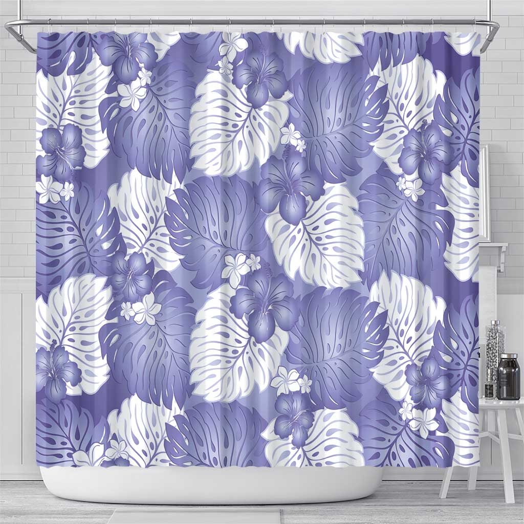 Purple Aloha Hawaii Shower Curtain Monstera Hibiscus Plumeria Seamless Vibes - Polynesian Pride