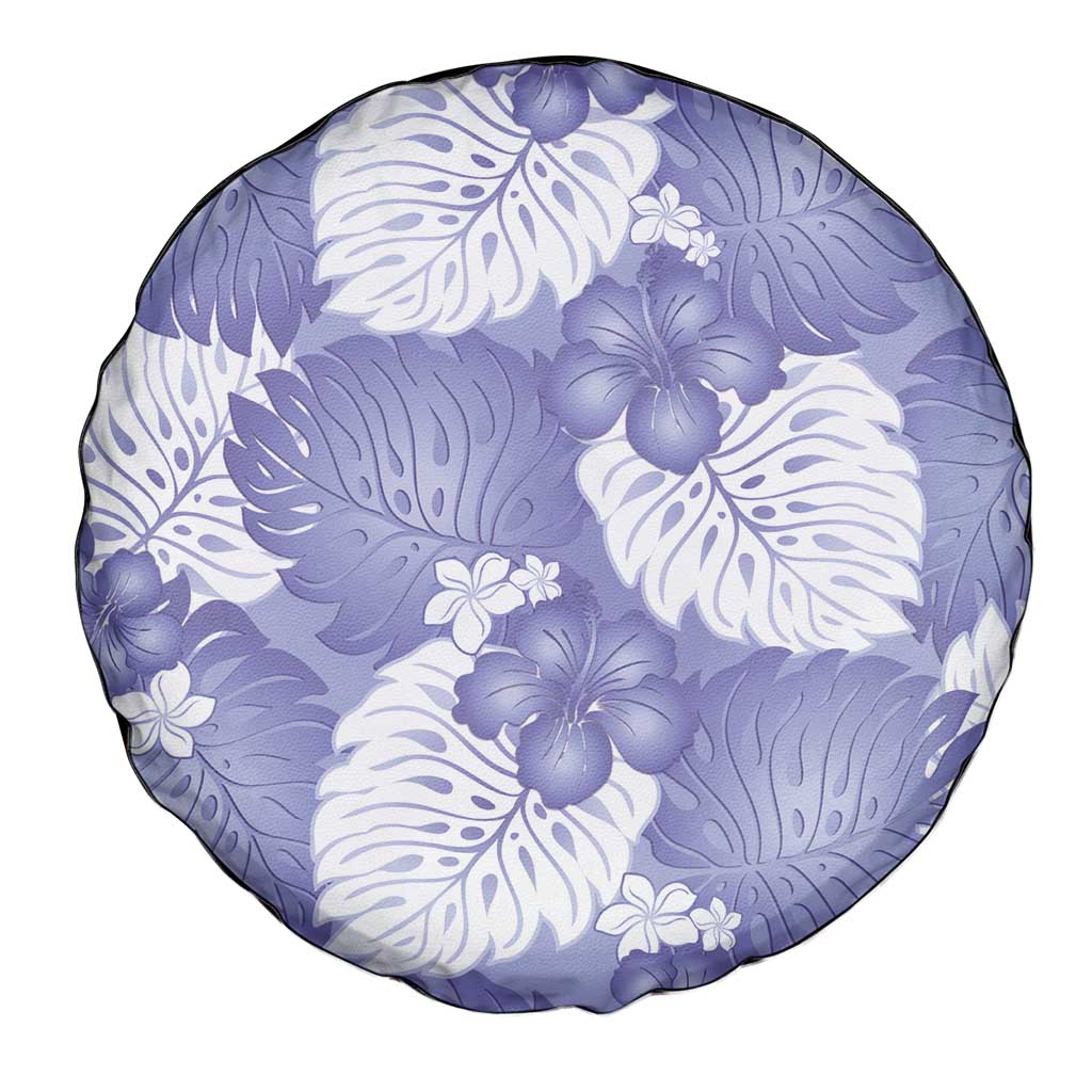 Purple Aloha Hawaii Spare Tire Cover Monstera Hibiscus Plumeria Seamless Vibes - Polynesian Pride
