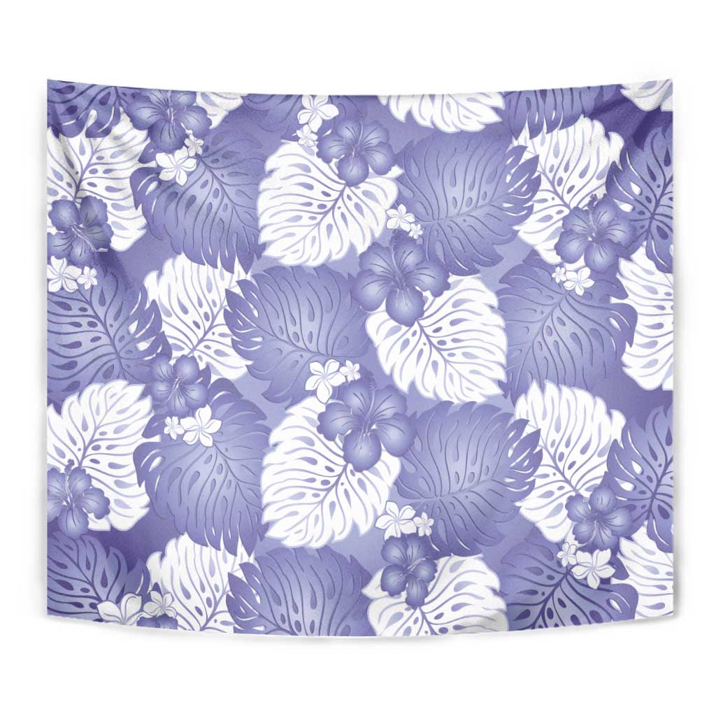 Purple Aloha Hawaii Tapestry Monstera Hibiscus Plumeria Seamless Vibes - Polynesian Pride