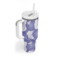 Purple Aloha Hawaii Tumbler With Handle Monstera Hibiscus Plumeria Seamless Vibes - Polynesian Pride