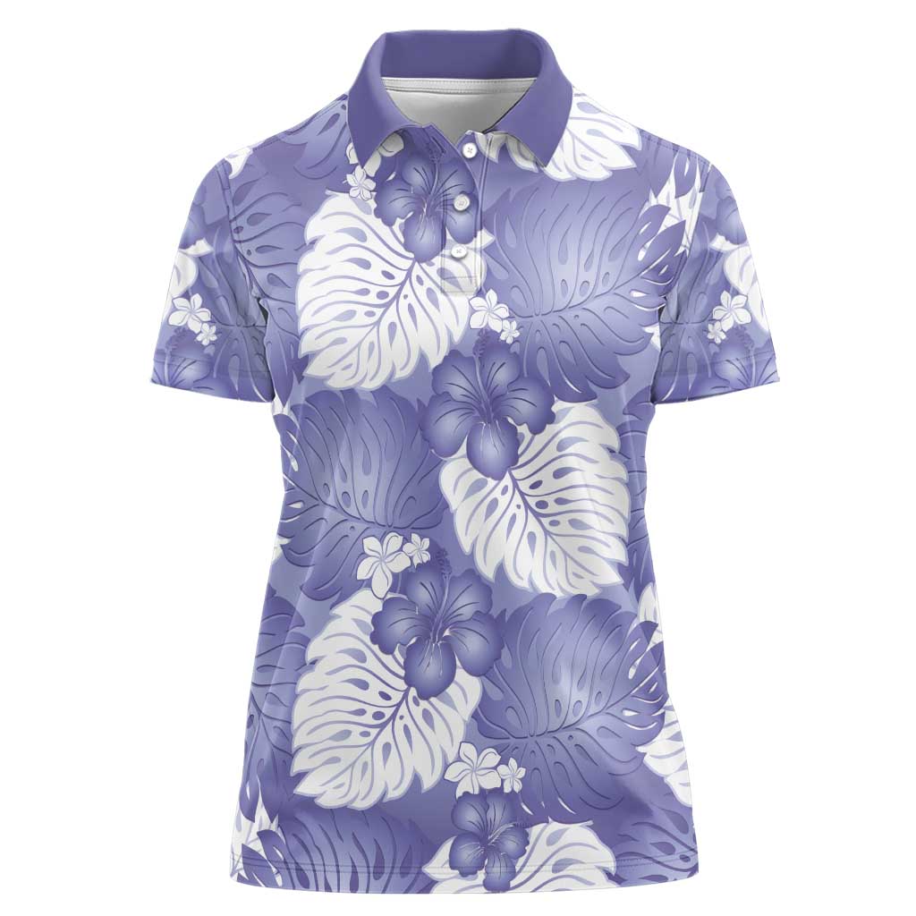 Purple Aloha Hawaii Women Polo Shirt Monstera Hibiscus Plumeria Seamless Vibes LT14 Female Purple - Polynesian Pride
