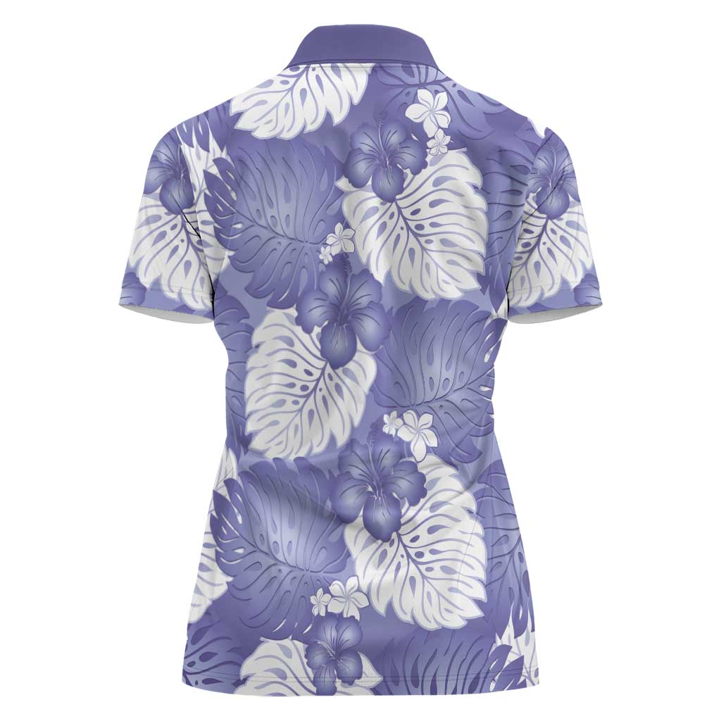 Purple Aloha Hawaii Women Polo Shirt Monstera Hibiscus Plumeria Seamless Vibes LT14 - Polynesian Pride