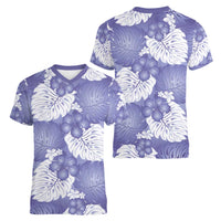 Purple Aloha Hawaii Women V-Neck T-Shirt Monstera Hibiscus Plumeria Seamless Vibes - Polynesian Pride