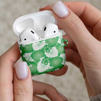 Green Aloha Hawaii AirPods Case Monstera Hibiscus Plumeria Seamless Vibes - Polynesian Pride