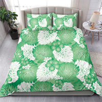 Green Aloha Hawaii Bedding Set Monstera Hibiscus Plumeria Seamless Vibes - Polynesian Pride