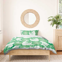 Green Aloha Hawaii Bedding Set Monstera Hibiscus Plumeria Seamless Vibes - Polynesian Pride