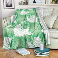 Green Aloha Hawaii Blanket Monstera Hibiscus Plumeria Seamless Vibes - Polynesian Pride