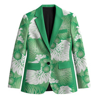 Green Aloha Hawaii Blazer Monstera Hibiscus Plumeria Seamless Vibes - Polynesian Pride