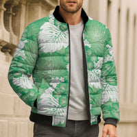 Green Aloha Hawaii Bomber Puffer Jacket Monstera Hibiscus Plumeria Seamless Vibes LT14 - Polynesian Pride