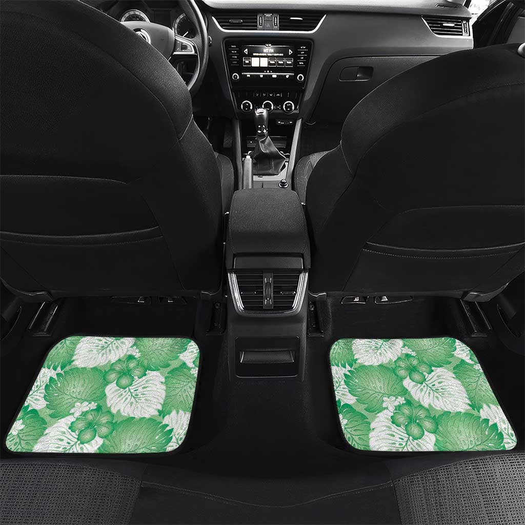 Green Aloha Hawaii Car Mats Monstera Hibiscus Plumeria Seamless Vibes - Polynesian Pride