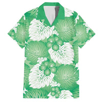 Green Aloha Hawaii Family Matching Long Sleeve Bodycon Dress and Hawaiian Shirt Monstera Hibiscus Plumeria Seamless Vibes LT14 Dad's Shirt - Short Sleeve Green - Polynesian Pride