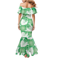 Green Aloha Hawaii Family Matching Mermaid Dress and Hawaiian Shirt Monstera Hibiscus Plumeria Seamless Vibes LT14 - Polynesian Pride