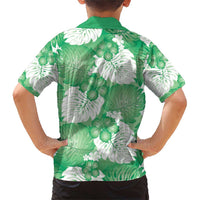 Green Aloha Hawaii Family Matching Short Sleeve Bodycon Dress and Hawaiian Shirt Monstera Hibiscus Plumeria Seamless Vibes LT14 - Polynesian Pride