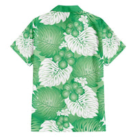 Green Aloha Hawaii Family Matching Short Sleeve Bodycon Dress and Hawaiian Shirt Monstera Hibiscus Plumeria Seamless Vibes LT14 - Polynesian Pride