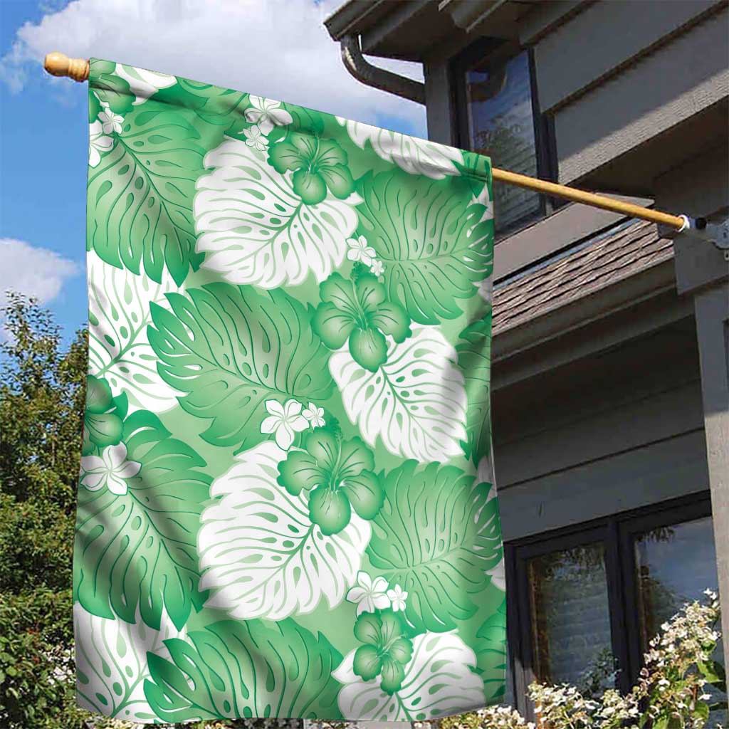 Green Aloha Hawaii Garden Flag Monstera Hibiscus Plumeria Seamless Vibes - Polynesian Pride