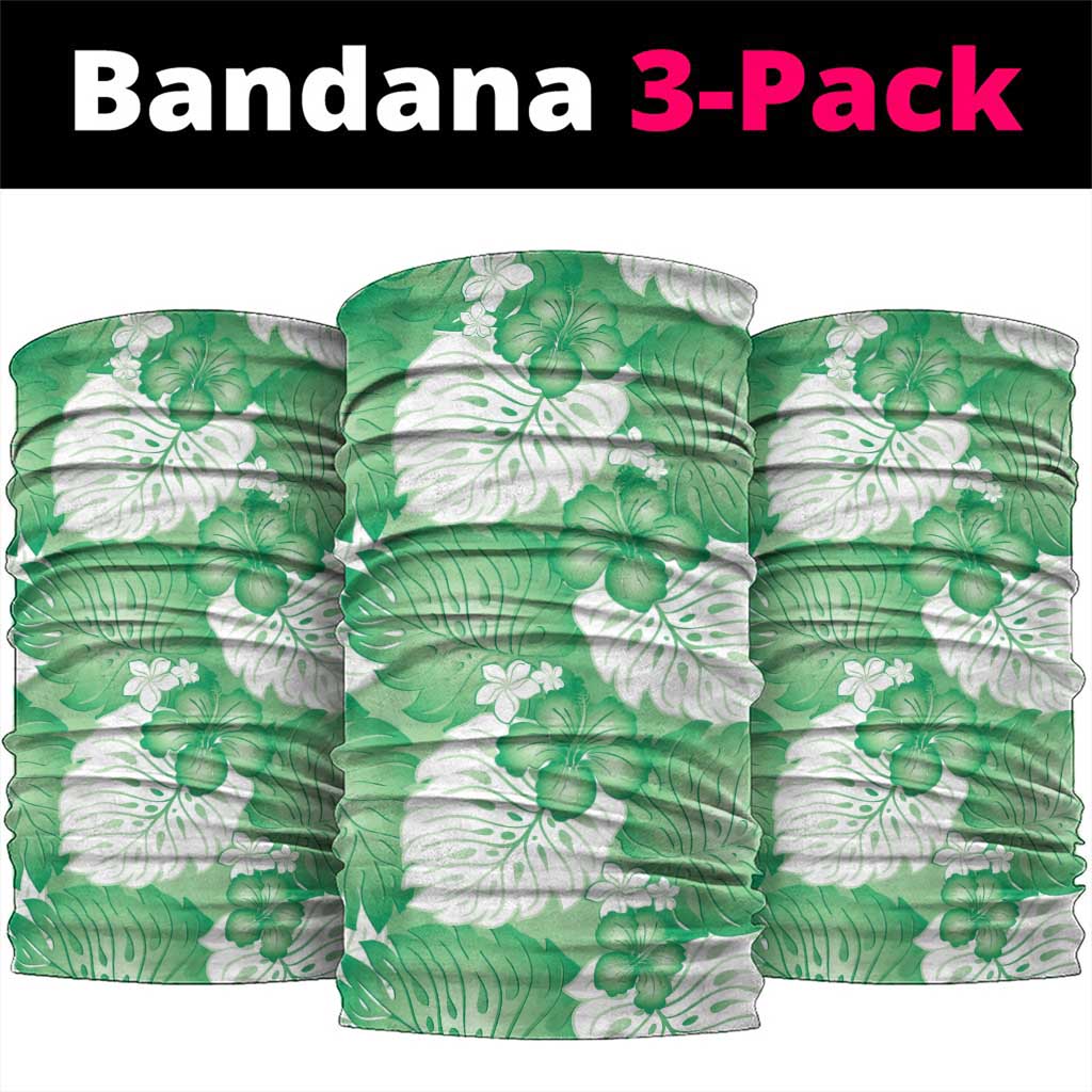 Green Aloha Hawaii Neck Gaiter Monstera Hibiscus Plumeria Seamless Vibes LT14