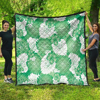 Green Aloha Hawaii Quilt Monstera Hibiscus Plumeria Seamless Vibes - Polynesian Pride