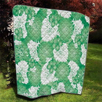 Green Aloha Hawaii Quilt Monstera Hibiscus Plumeria Seamless Vibes - Polynesian Pride