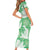 Green Aloha Hawaii Short Sleeve Bodycon Dress Monstera Hibiscus Plumeria Seamless Vibes - Polynesian Pride