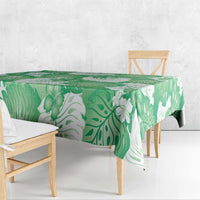 Green Aloha Hawaii Tablecloth Monstera Hibiscus Plumeria Seamless Vibes - Polynesian Pride