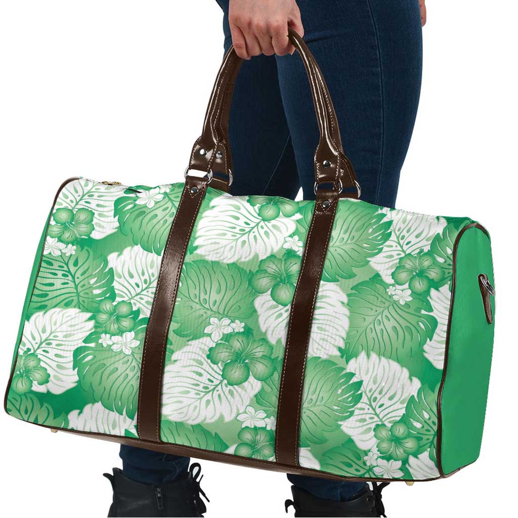 Green Aloha Hawaii Travel Bag Monstera Hibiscus Plumeria Seamless Vibes - Polynesian Pride