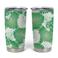 Green Aloha Hawaii Tumbler Cup Monstera Hibiscus Plumeria Seamless Vibes - Polynesian Pride