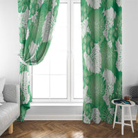 Green Aloha Hawaii Window Curtain Monstera Hibiscus Plumeria Seamless Vibes - Polynesian Pride