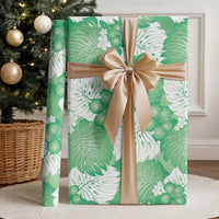Green Aloha Hawaii Wrapping Paper Monstera Hibiscus Plumeria Seamless Vibes - Polynesian Pride