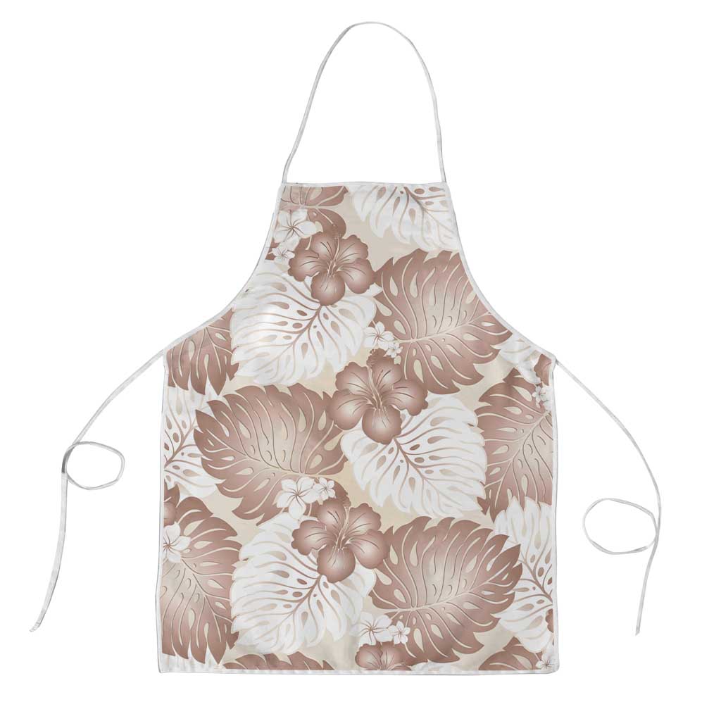 Mocha Mousse Aloha Hawaii Apron Monstera Hibiscus Plumeria Seamless Vibes - Polynesian Pride