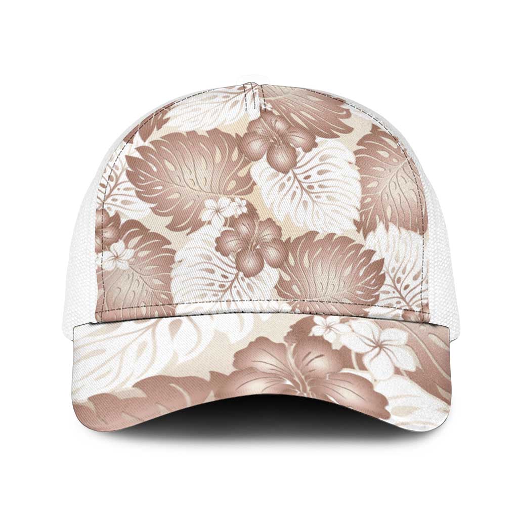Mocha Mousse Aloha Hawaii Baseball Net Cap Monstera Hibiscus Plumeria Seamless Vibes - Polynesian Pride