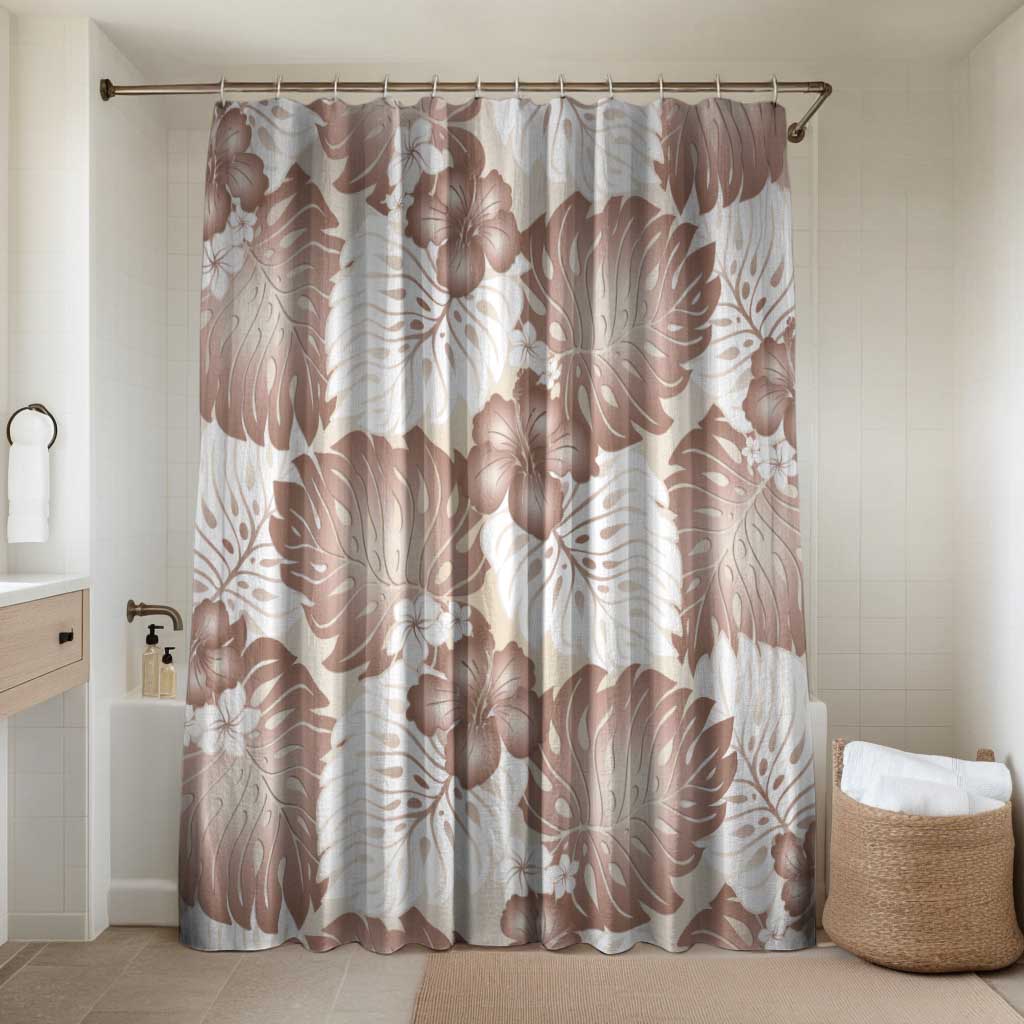 Mocha Mousse Aloha Hawaii Bathroom Set Monstera Hibiscus Plumeria Seamless Vibes - Polynesian Pride