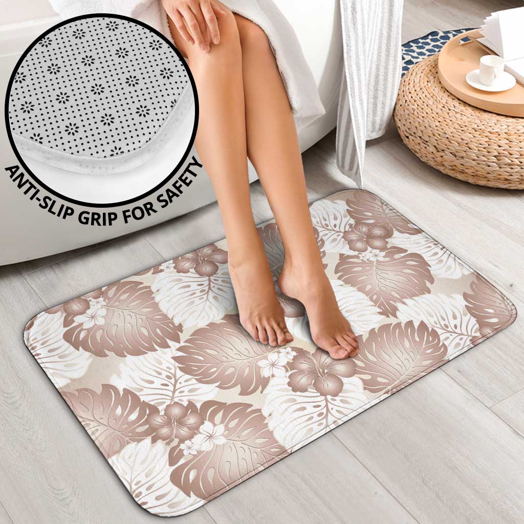 Mocha Mousse Aloha Hawaii Bathroom Set Monstera Hibiscus Plumeria Seamless Vibes - Polynesian Pride