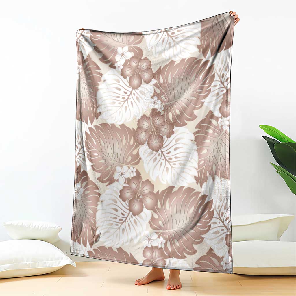 Mocha Mousse Aloha Hawaii Blanket Monstera Hibiscus Plumeria Seamless Vibes - Polynesian Pride