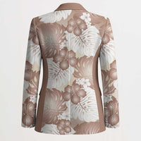 Mocha Mousse Aloha Hawaii Blazer Monstera Hibiscus Plumeria Seamless Vibes - Polynesian Pride