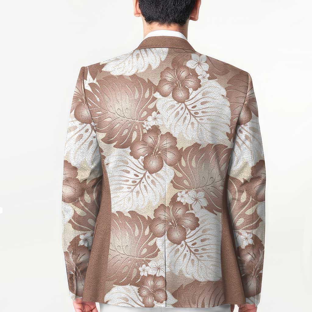 Mocha Mousse Aloha Hawaii Blazer Monstera Hibiscus Plumeria Seamless Vibes - Polynesian Pride
