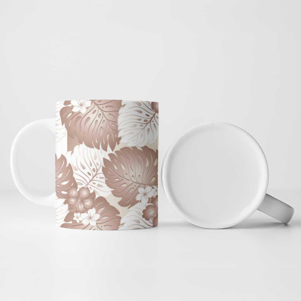 Mocha Mousse Aloha Hawaii Ceramic Mug Monstera Hibiscus Plumeria Seamless Vibes - Polynesian Pride