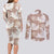Mocha Mousse Aloha Hawaii Couples Matching Long Sleeve Bodycon Dress and Long Sleeve Button Shirt Monstera Hibiscus Plumeria Seamless Vibes - Polynesian Pride