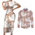 Mocha Mousse Aloha Hawaii Couples Matching Short Sleeve Bodycon Dress and Long Sleeve Button Shirt Monstera Hibiscus Plumeria Seamless Vibes - Polynesian Pride