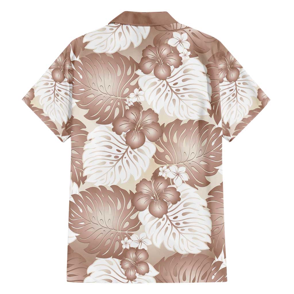 Mocha Mousse Aloha Hawaii Family Matching Long Sleeve Bodycon Dress and Hawaiian Shirt Monstera Hibiscus Plumeria Seamless Vibes LT14 - Polynesian Pride