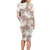Mocha Mousse Aloha Hawaii Family Matching Long Sleeve Bodycon Dress and Hawaiian Shirt Monstera Hibiscus Plumeria Seamless Vibes - Polynesian Pride