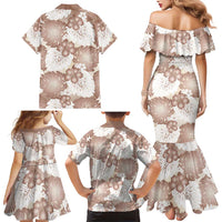 Mocha Mousse Aloha Hawaii Family Matching Mermaid Dress and Hawaiian Shirt Monstera Hibiscus Plumeria Seamless Vibes LT14 - Polynesian Pride