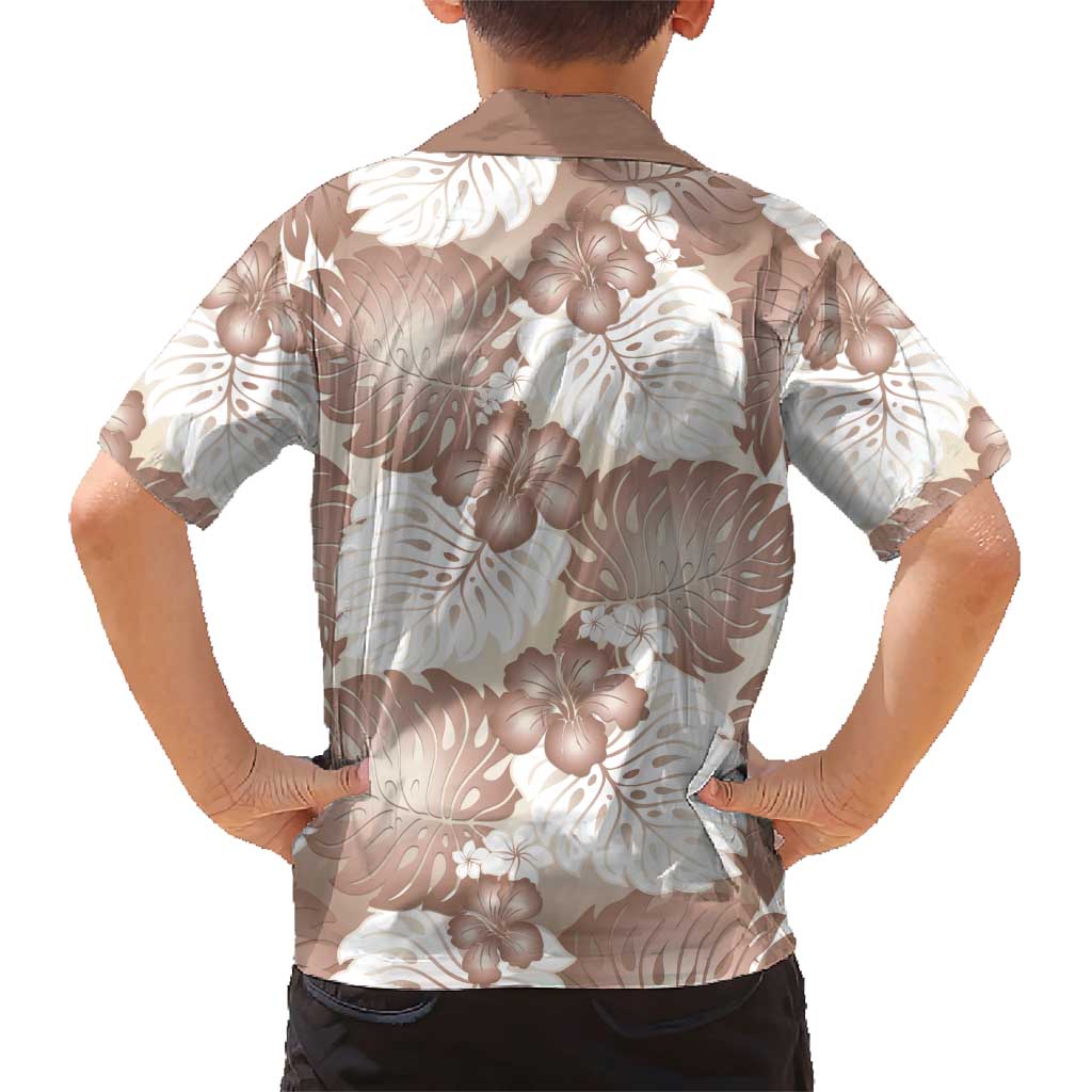Mocha Mousse Aloha Hawaii Family Matching Short Sleeve Bodycon Dress and Hawaiian Shirt Monstera Hibiscus Plumeria Seamless Vibes LT14 - Polynesian Pride