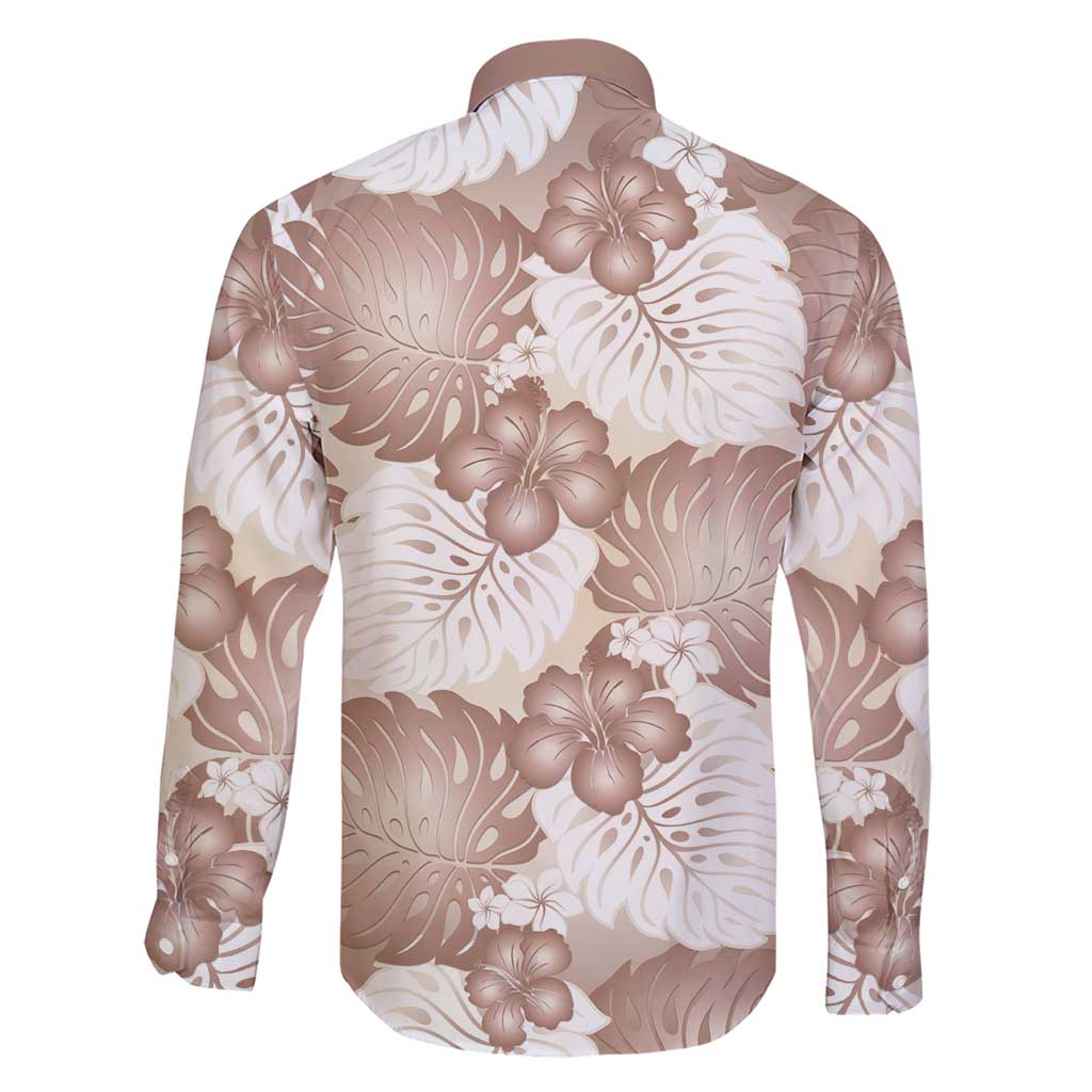 Mocha Mousse Aloha Hawaii Family Matching Short Sleeve Bodycon Dress and Hawaiian Shirt Monstera Hibiscus Plumeria Seamless Vibes LT14 - Polynesian Pride