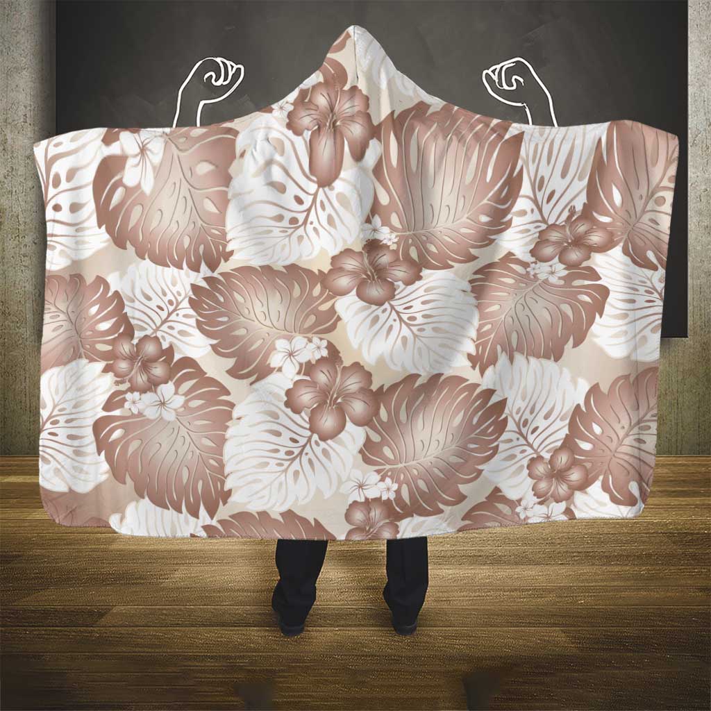 Mocha Mousse Aloha Hawaii Hooded Blanket Monstera Hibiscus Plumeria Seamless Vibes LT14 - Polynesian Pride