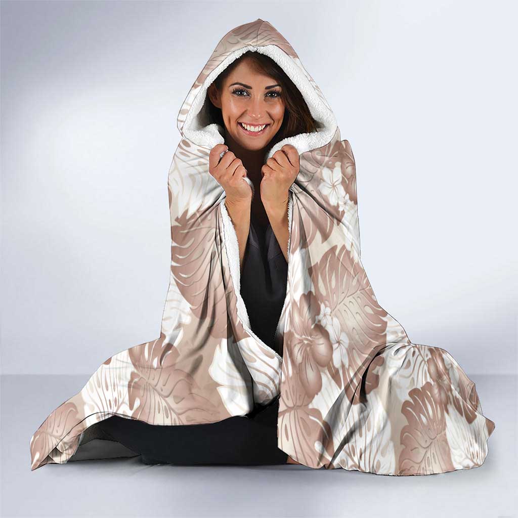 Mocha Mousse Aloha Hawaii Hooded Blanket Monstera Hibiscus Plumeria Seamless Vibes LT14 - Polynesian Pride