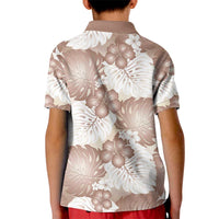 Mocha Mousse Aloha Hawaii Kid Polo Shirt Monstera Hibiscus Plumeria Seamless Vibes - Polynesian Pride