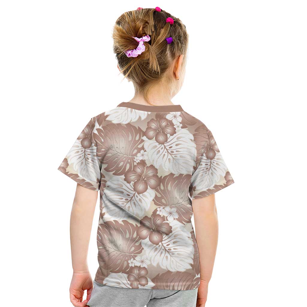 Mocha Mousse Aloha Hawaii Kid T Shirt Monstera Hibiscus Plumeria Seamless Vibes - Polynesian Pride