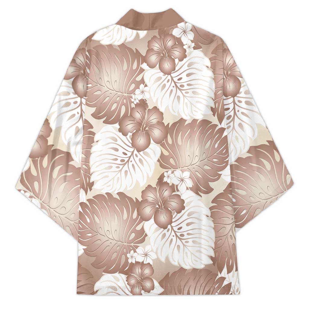 Mocha Mousse Aloha Hawaii Kimono Monstera Hibiscus Plumeria Seamless Vibes - Polynesian Pride
